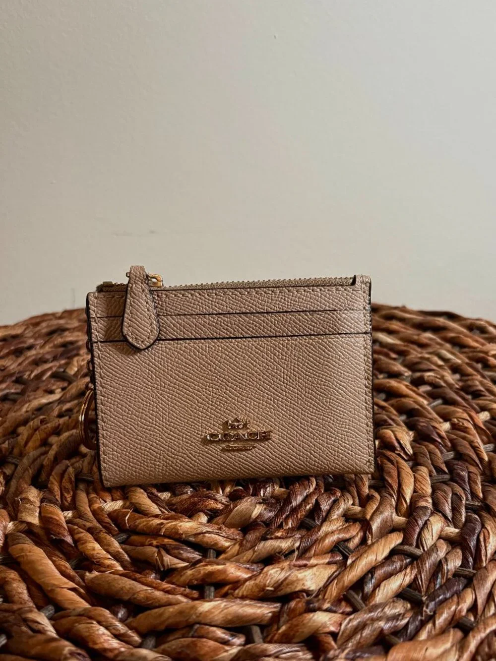 COACH- Brown Mini Cardholder with Keychain